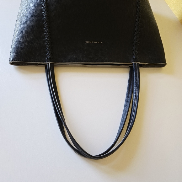 Etienne Aigner Stella Large Black 100% Leather Shoulder Tote Handbag - Picture 8 of 16